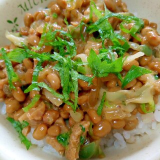 納豆の食べ方-ザーサイ＆畑のお肉♪